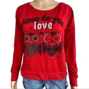 HOOO do you Love owls fifth sun t-shirt long sleeve size medium